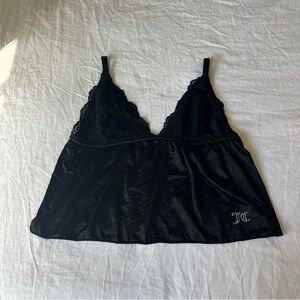 Juicy Couture Solid Satin Lace Sleeveless Top | Black | Size M | Like New